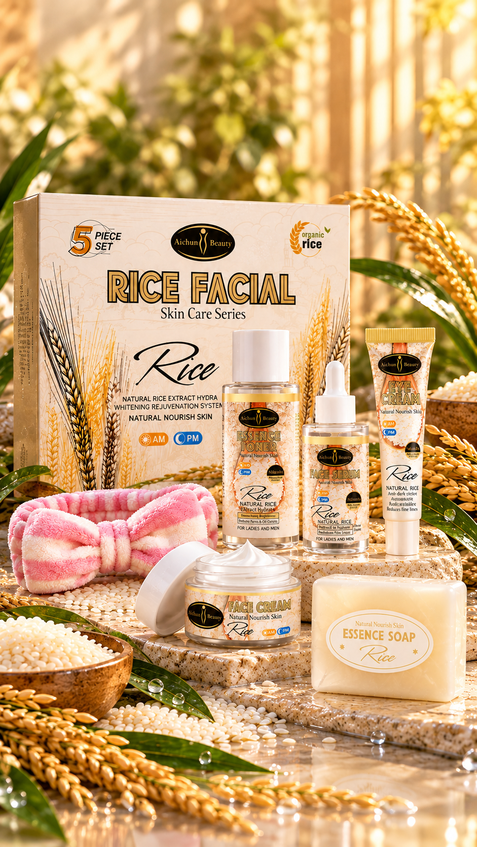 Kit Ritual de Arroz Aura · Set Facial 5 Piezas